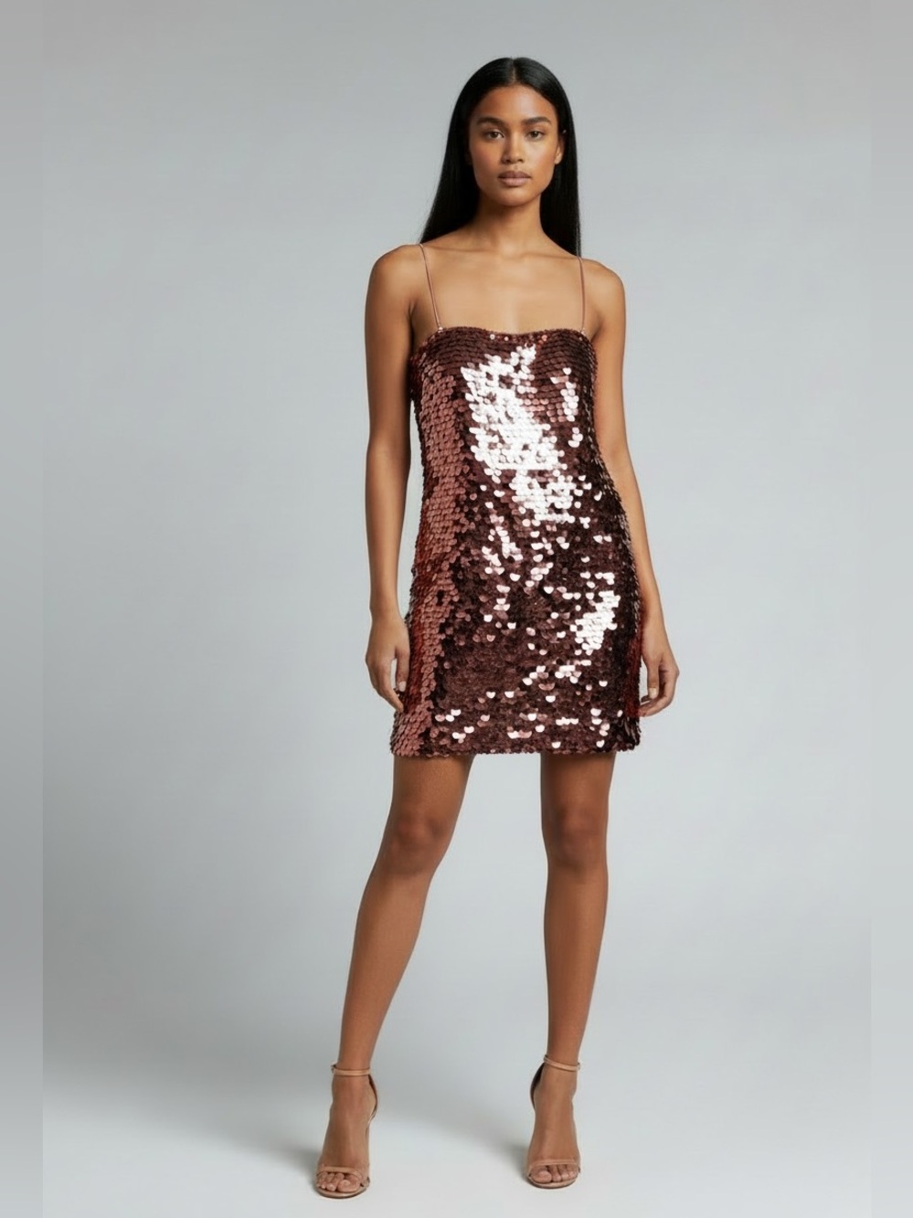 Sequin Slip Mini Dress in Rose Pink